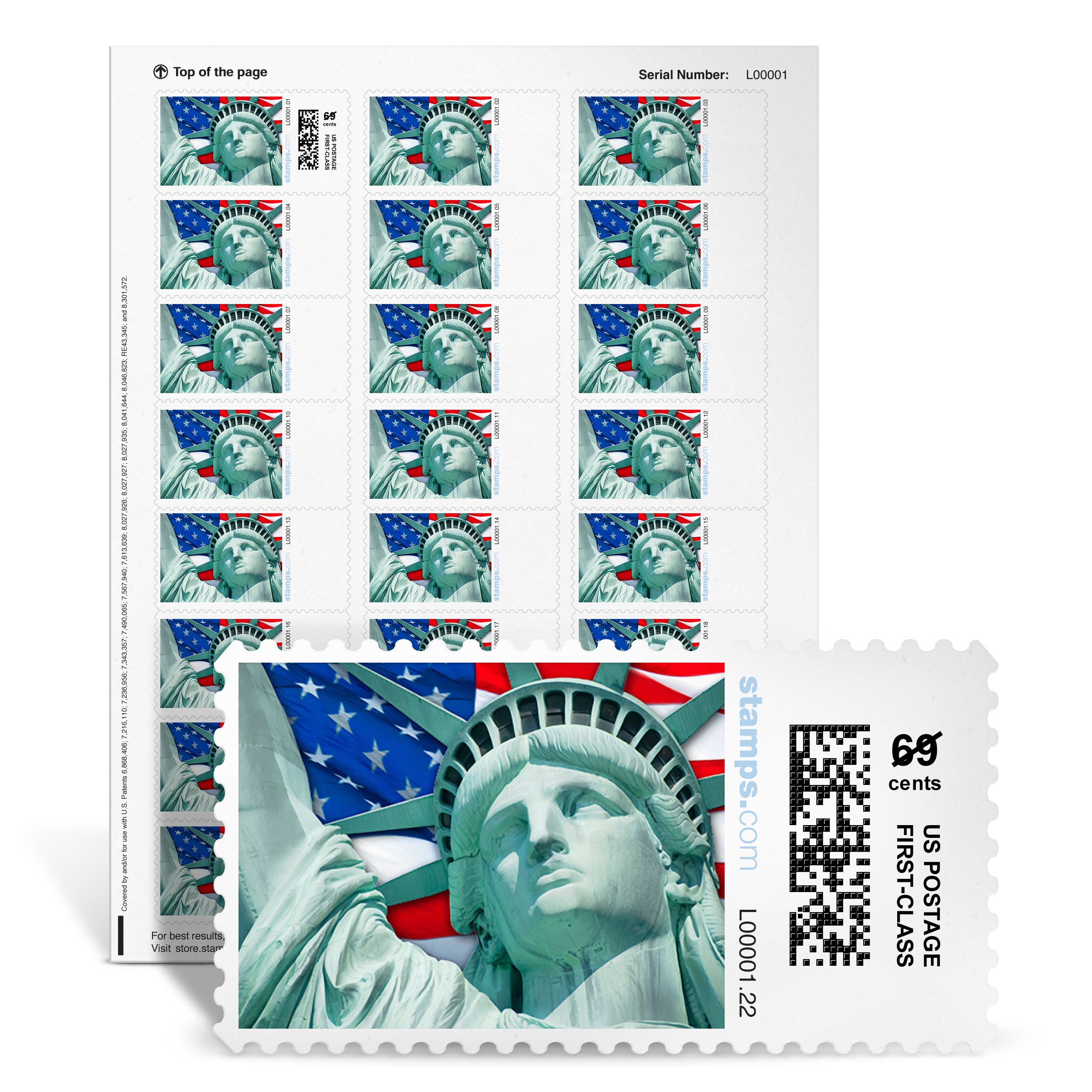 Lady Liberty NetStamps 120 ct - Blank Postage Labels - Stamps.com - NOT Forever Stamps