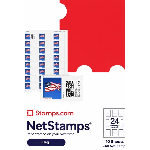 NetStamps Printable Shipping Labels Print Custom Mail Labels at Home (Flag, 10-Pack)
