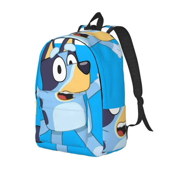 Netaao Bluey for Class, Work, Travel, or Laptop Canvas Daypack with Water Bottle Pocket-Medium