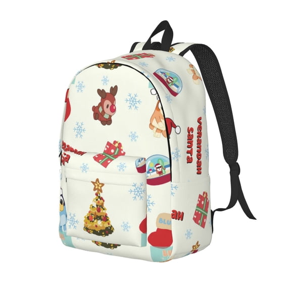 Netaao Bluey for Class, Work, Travel, or Laptop Canvas Daypack with Water Bottle Pocket-Medium