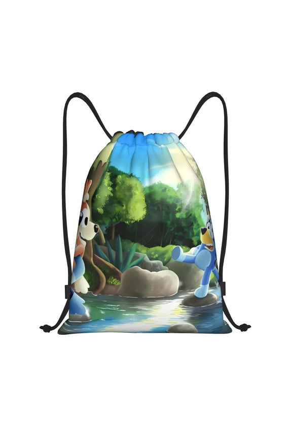 Bluey for Drawstring Backpack Bag Sport Gym Sackpackfor Sports, Gym, Travel, Swimming, Beach-Small