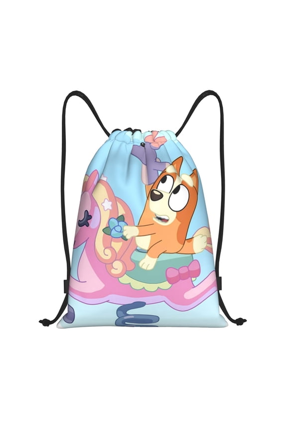 Bluey for Drawstring Backpack Bag Sport Gym Sackpackfor Sports, Gym, Travel, Swimming, Beach-Small