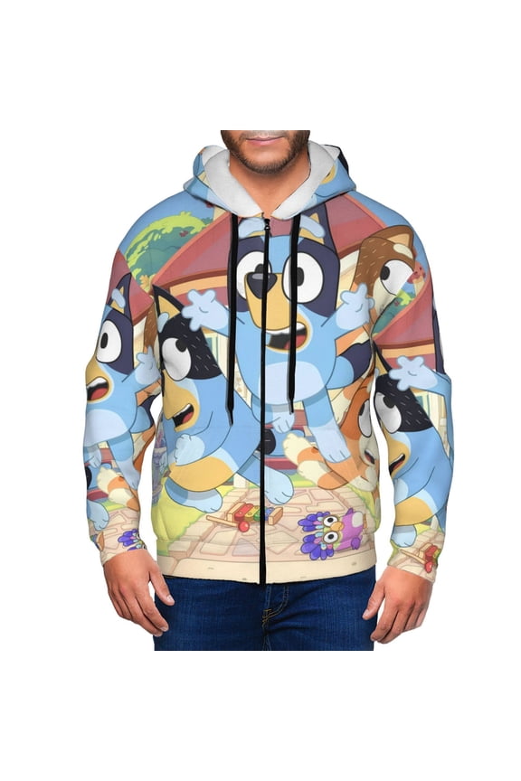 Bluey for Men's Full Zip Cardigan Hoodies Casual Hoodie Hooded Outwear-XX-Large