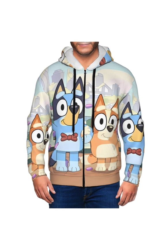 Bluey for Men's Full Zip Cardigan Hoodies Casual Hoodie Hooded Outwear-XX-Large