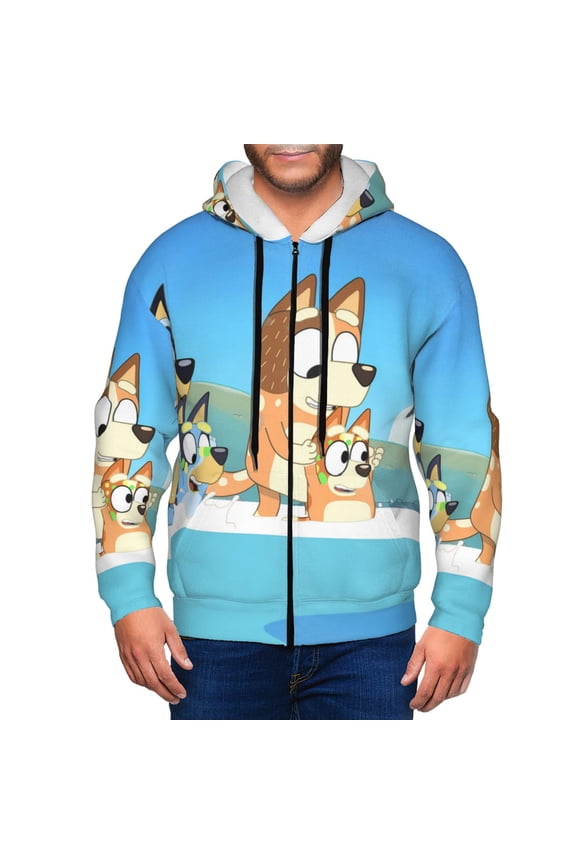 Bluey for Men's Full Zip Cardigan Hoodies Casual Hoodie Hooded Outwear-XX-Large