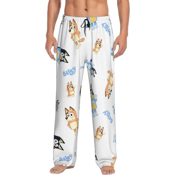 Netaao Bluey for Pajama Pants Men Elastic Waistband Sleep Pajama Pant Pj Pants for Men-XX-Large