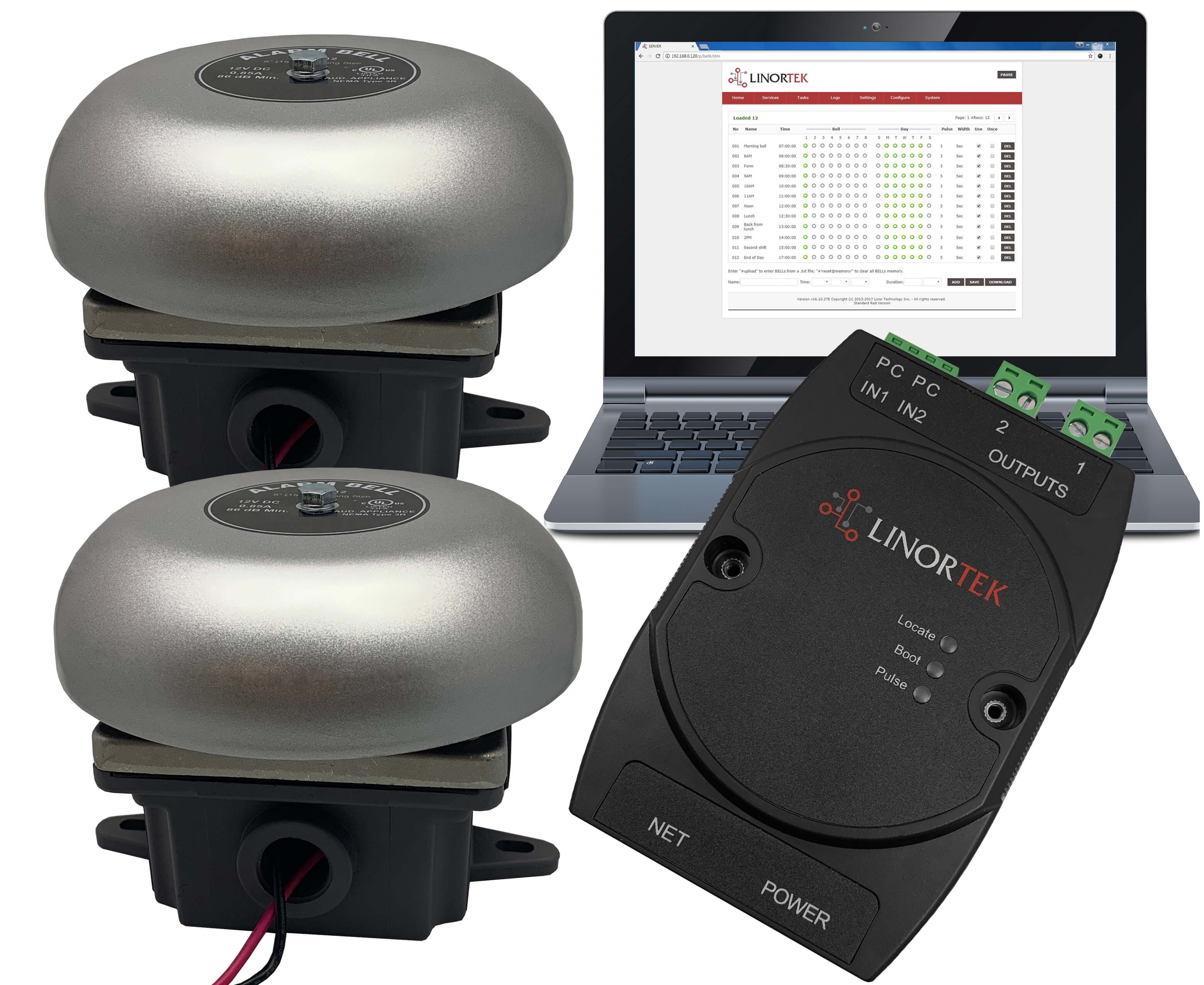Netbell-2-2Bel TCP / IP School Office Shop Break Alarm Bell System with ...