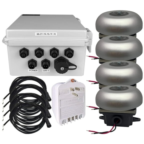 Netbell-4-4Bel TCP/IP Loud Electric School Factory Warehouse Break Alarm Bell System Automatic Programmable Bell Timer Software Web-based Electronic Bell Controller System (4 Bells)