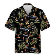 Netecom Aloha Hawaii Life Hawaiian Shirt for Men, Button Down Summer Beach Short Sleeve, Tropical Style, Sizes S-5XL