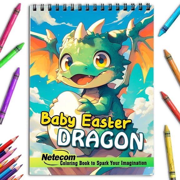 Netecom Baby Easter Dragon Coloring Book for Adults, Spiral Bound, Soft Cover