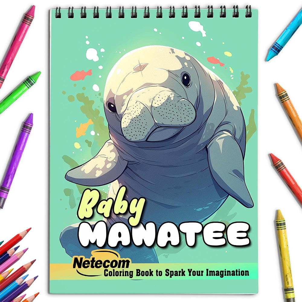 Netecom Baby Manatee Coloring Book for Adults, Spiral Bound, Soft Cover