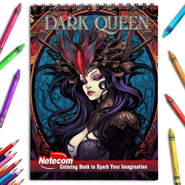 Beauty Dark Queen Spiral Bound Coloring Book 30 Whimsical