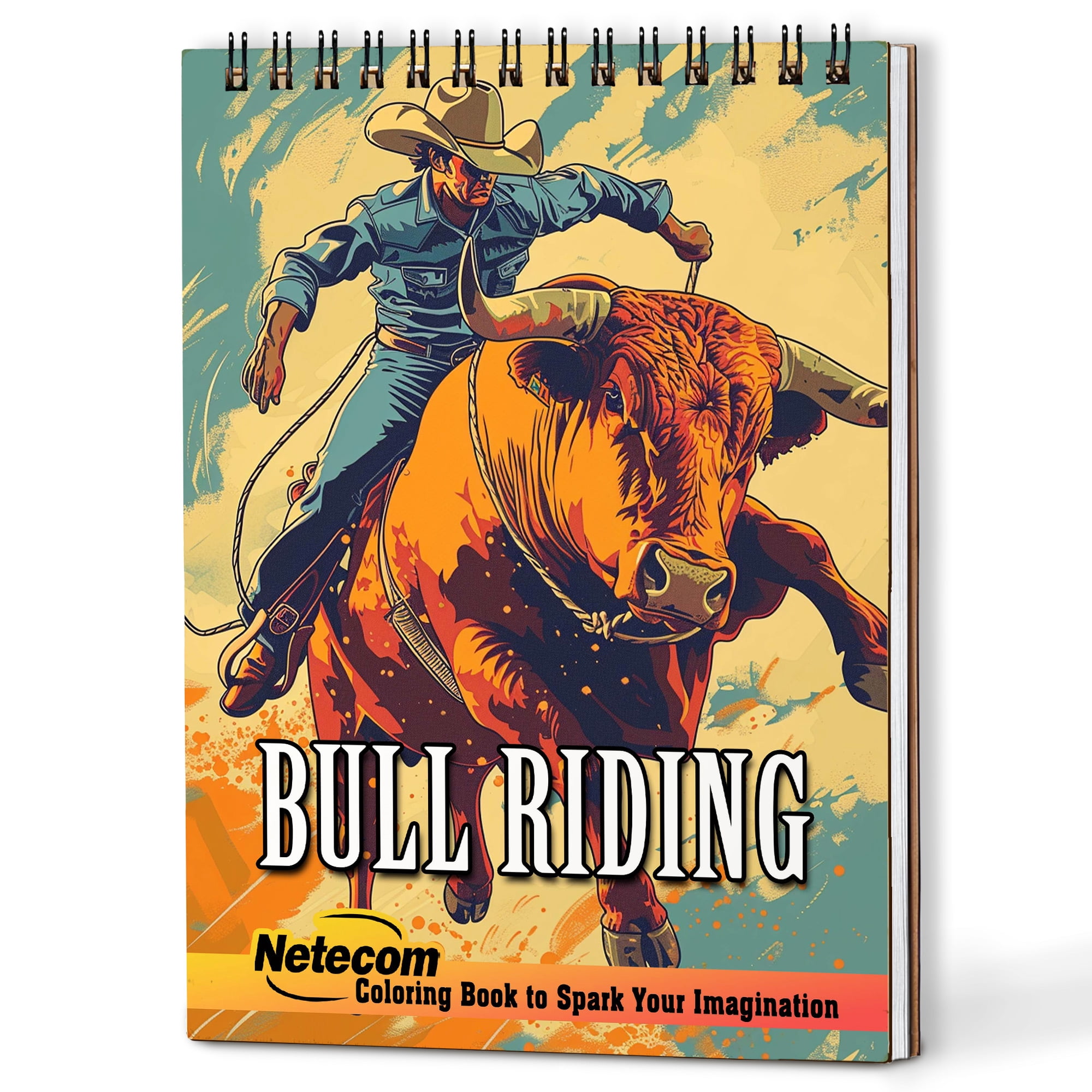 Bull Riding Book Kids Netecom Bull Riding Coloring Book for Adults, A5 Wooden Cover, 30 ...