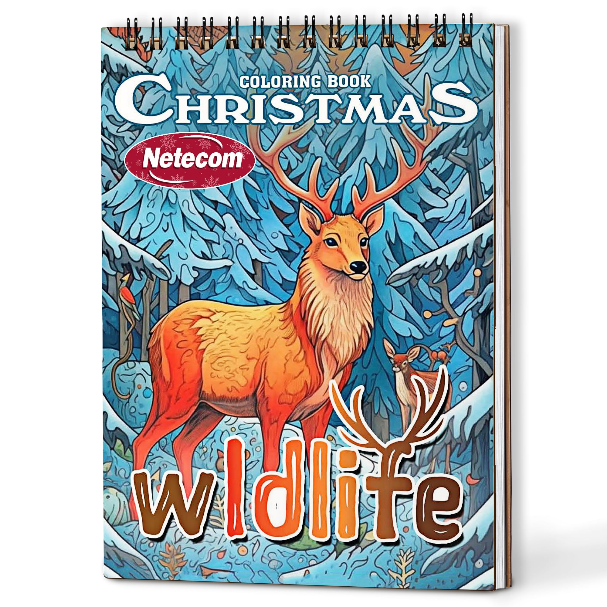 Netecom Christmas Wild Life Coloring Book Spiral Bound For Adults, A5 ...