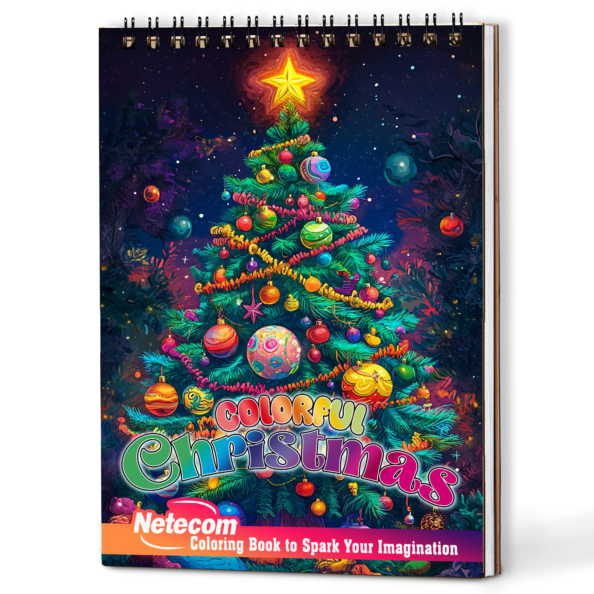Netecom Colorful Christmas Coloring Book Spiral Bound for Adults ...