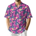 thumbnail image 1 of Netecom Hibiscus Purple Hawaiian Shirt for Men, Button Down Summer Beach Short Sleeve, Tropical Style, Sizes S-5XL, 1 of 6