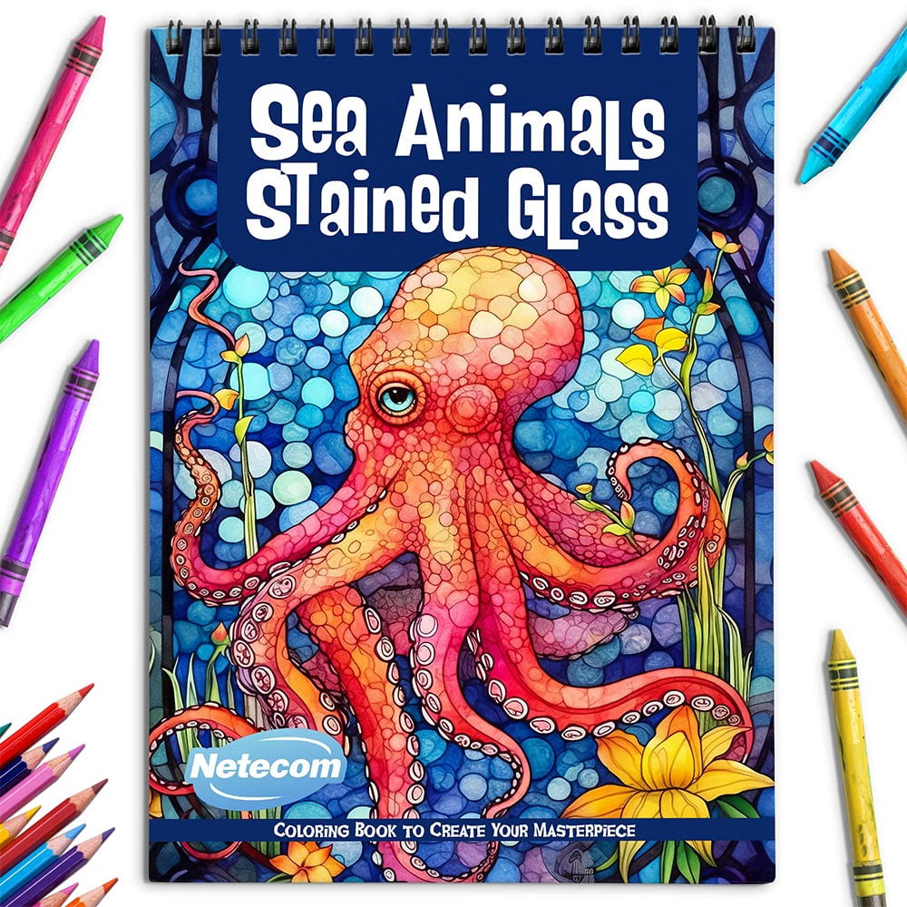 Netecom Relax Beach Landscape Coloring Book for Adults, Spiral Bound, Soft Cover