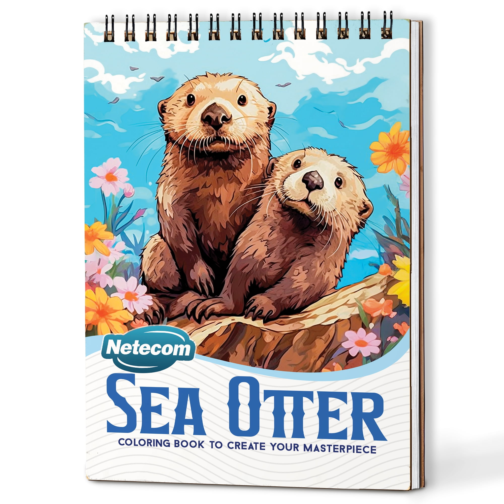 Netecom Sea Otter Coloring Book Spiral Bound for All Ages, A5 Wooden ...