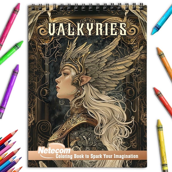 Netecom Valkyries Coloring Book for Adults, Spiral Bound, Soft Cover