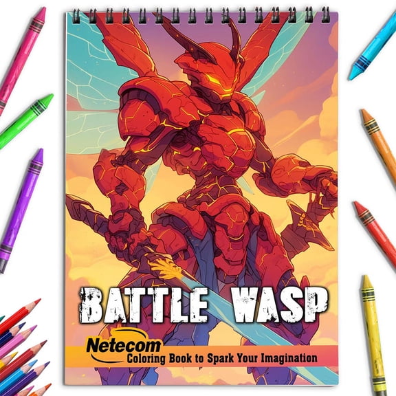 Netecom Wasp Warrior Coloring Book for Adults, Spiral Bound, Soft Cover