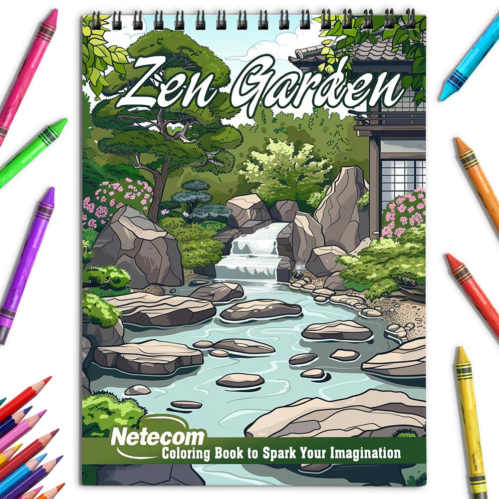 Netecom Zen Garden Coloring Book for Adults, Spiral Bound, Soft Cover - Walmart.com