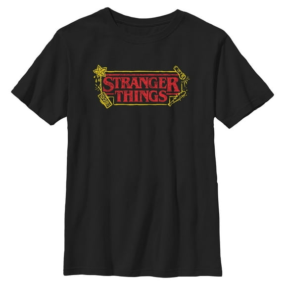 Netflix Boys' Stranger Things Doodle Sketch Classic Logo T Shirt