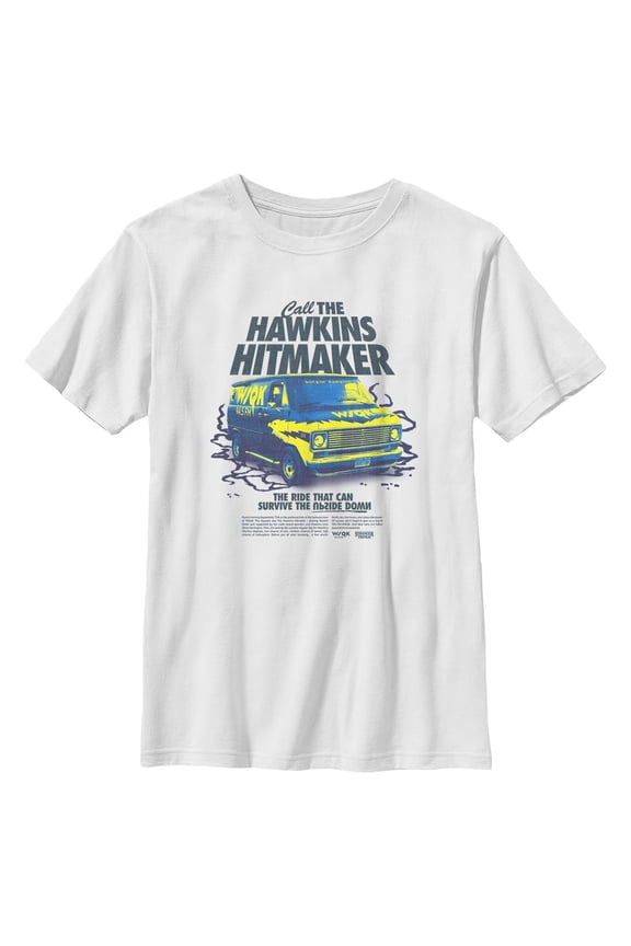 Netflix Boys' Stranger Things Neon Van Call The Hawkins Hitmaker T Shirt