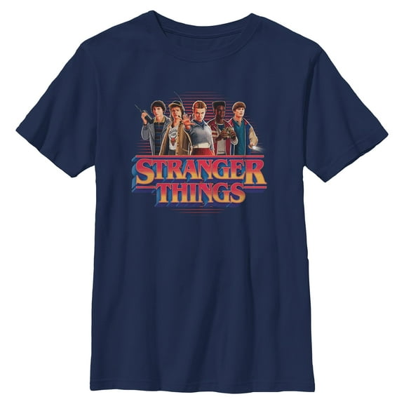 Netflix Boys' Stranger Things Retro Friend Group Main Logo T Shirt