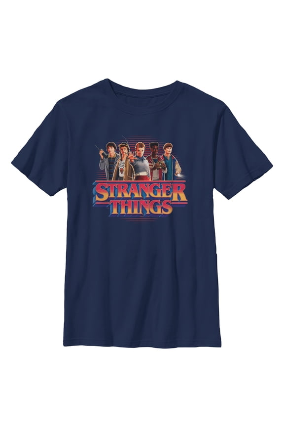 Netflix Boys' Stranger Things Retro Friend Group Main Logo T Shirt