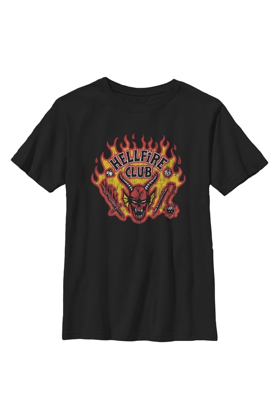 Netflix Boys' Stranger Things Retro Hellfire Club Logo T Shirt