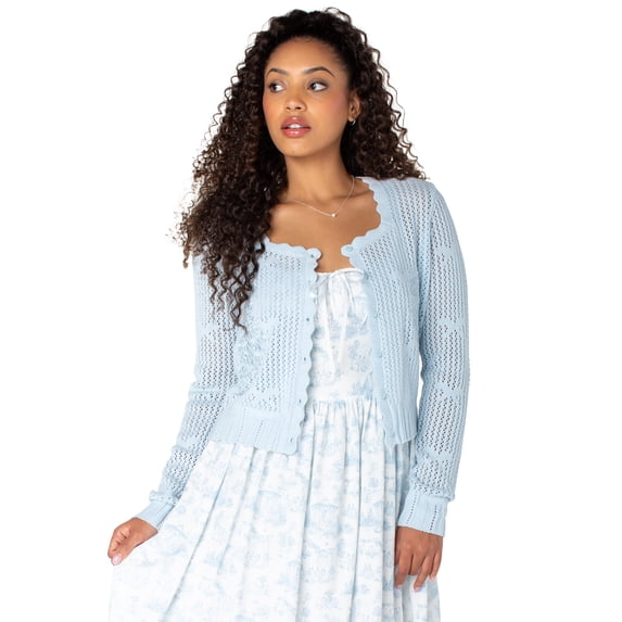 Bridgerton Celebrity Pink Women's and Women's Plus Square Neck Cardigan, Sizes XS-4X