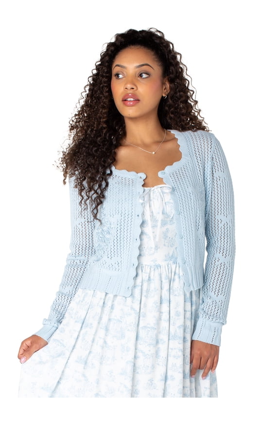 Bridgerton Celebrity Pink Women's and Women's Plus Square Neck Cardigan, Sizes XS-4X