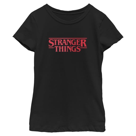 Netflix Girls' Stranger Things Blurry Classic Red Logo T Shirt