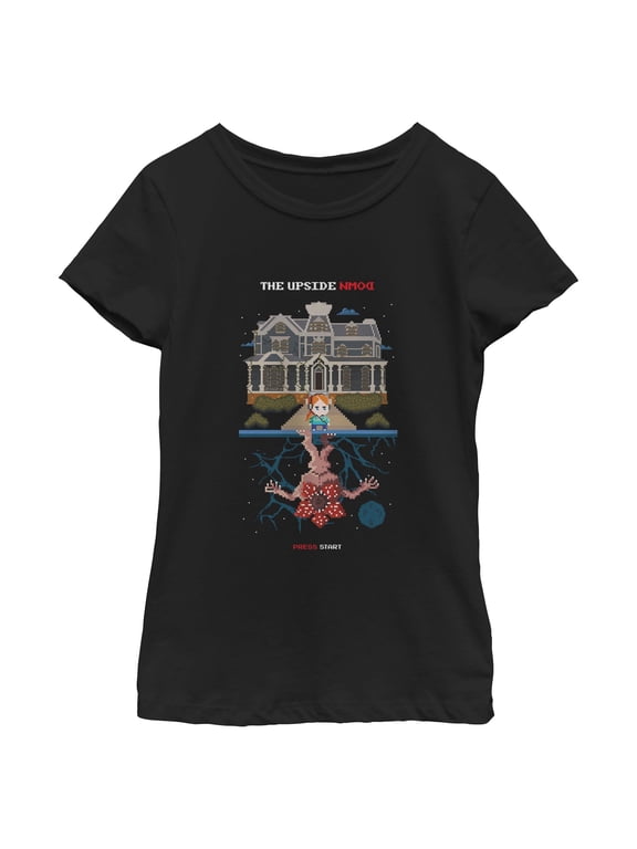 Netflix Girls' Stranger Things Max Vs Demogorgon 8 Bits Upside Down T Shirt