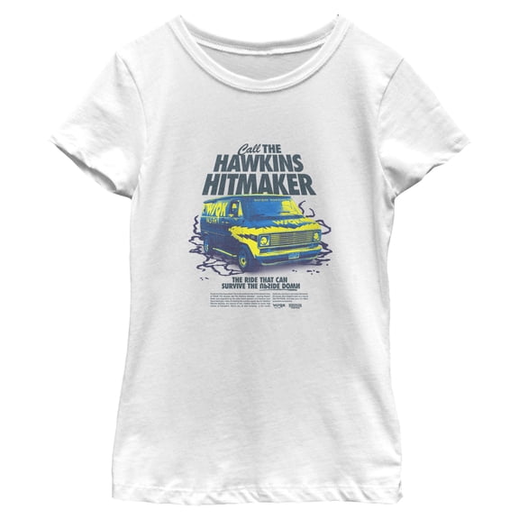 Netflix Girls' Stranger Things Neon Van Call The Hawkins Hitmaker T Shirt