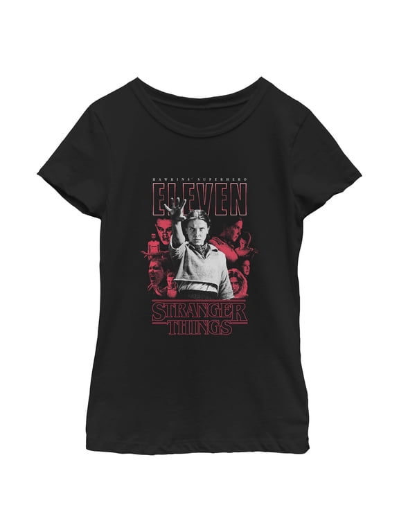 Netflix Girls' Stranger Things Red Eleven Art Collage T Shirt