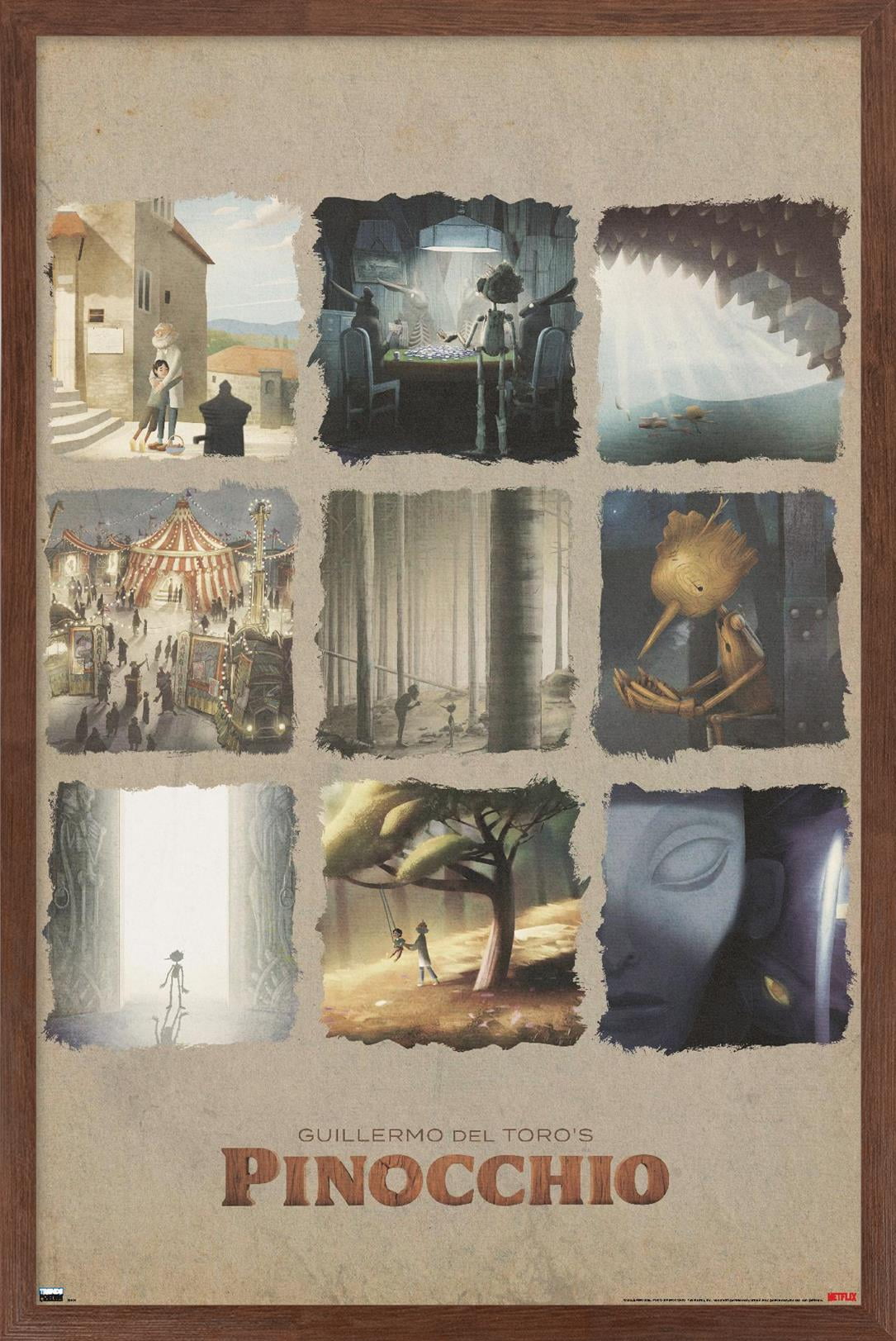 Netflix Guillermo Del Toro's Pinocchio - Grid Wall Poster, 14.725" x 22.375" Framed
