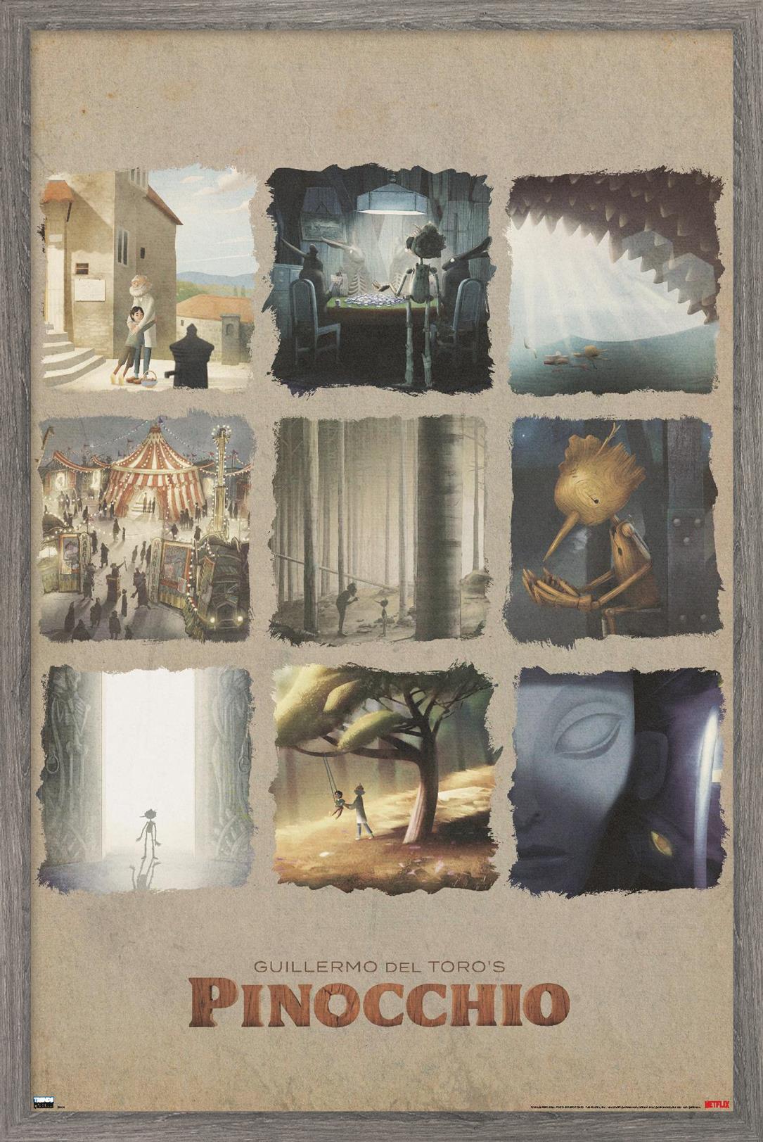 Netflix Guillermo Del Toro's Pinocchio - Grid Wall Poster, 14.725" x 22.375" Framed