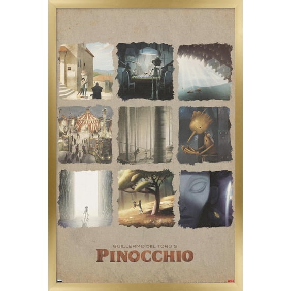 Netflix Guillermo Del Toro's Pinocchio - Grid Wall Poster, 22.375" x 34" Framed