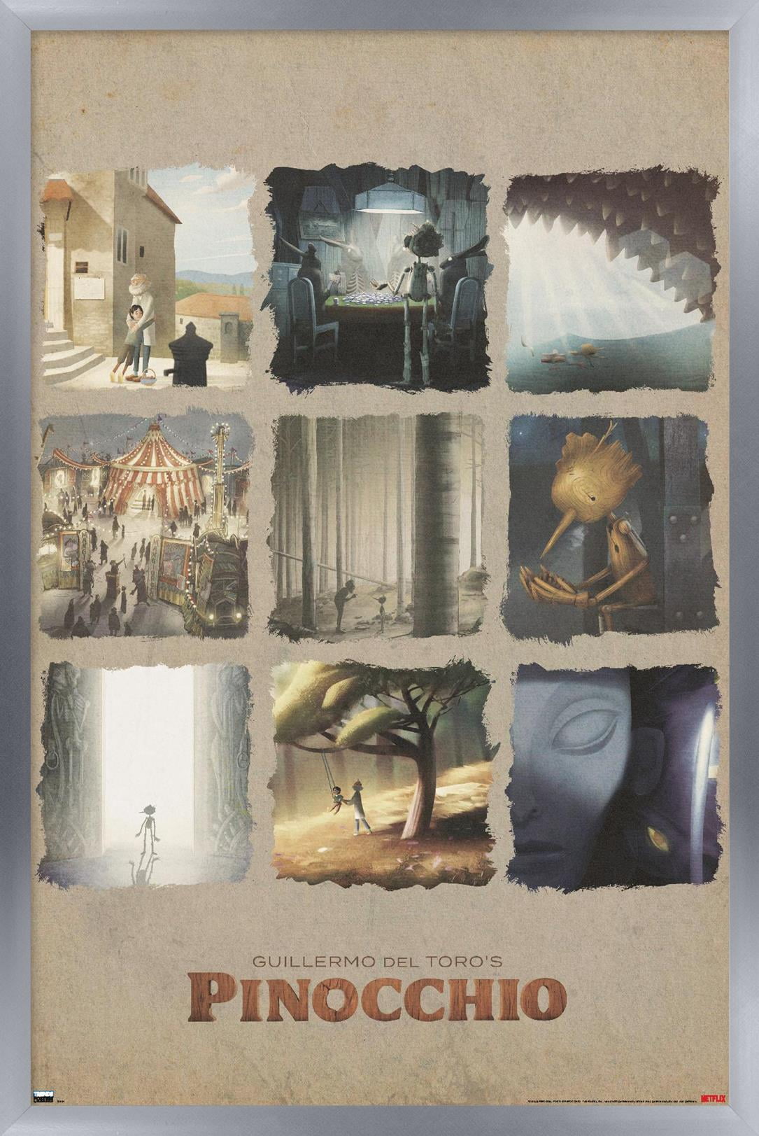 Netflix Guillermo Del Toro's Pinocchio - Grid Wall Poster, 22.375" x 34" Framed
