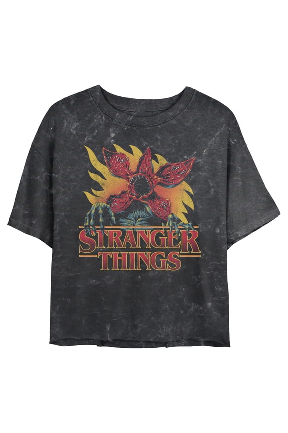 Netflix Junior's Stranger Things Demogorgon Flame Night Art Cropped T-Shirt