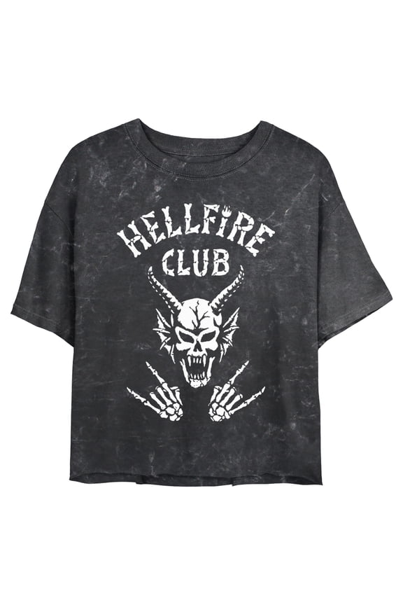 Netflix Junior's Stranger Things Skeleton Hellfire Club Demon Art Cropped T-Shirt