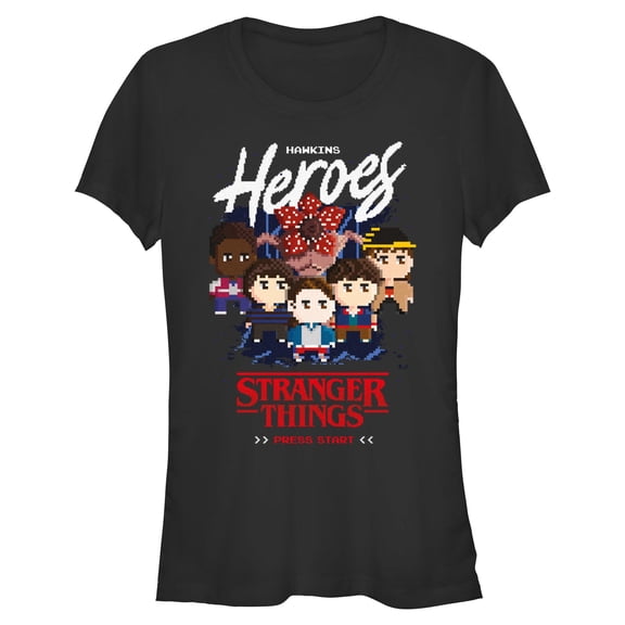 Netflix Juniors' Stranger Things 8 Bits Hawkins Heroes Friend Group T Shirt
