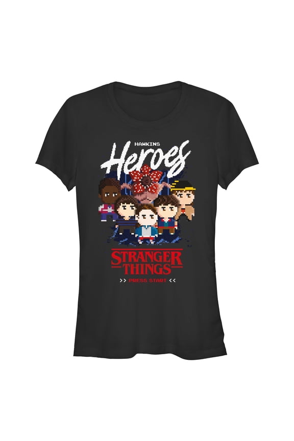 Netflix Juniors' Stranger Things 8 Bits Hawkins Heroes Friend Group T Shirt