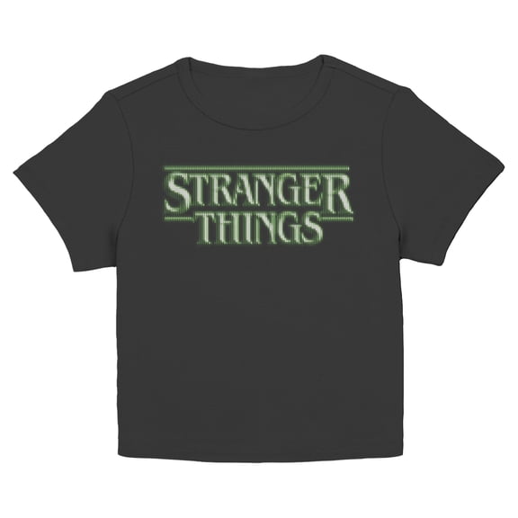 Netflix Juniors' Stranger Things Green Pixels Glitch Logo T Shirt