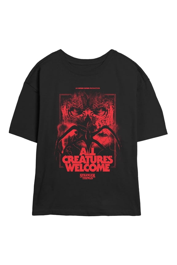 Netflix Juniors' Stranger Things Monster Collage All Creatures Are Welcome T Shirt