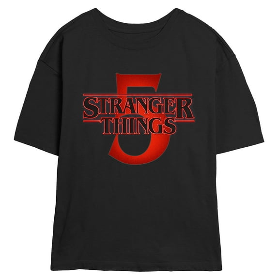 Netflix Juniors' Stranger Things Season Number Five Glowing Logo T Shirt