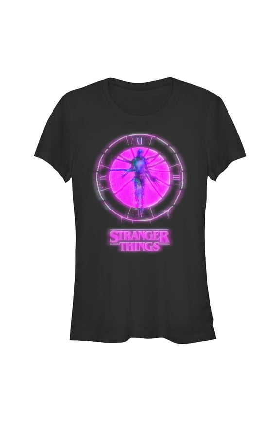 Netflix Juniors' Stranger Things Vecna Bright Neon Pink Badge T Shirt