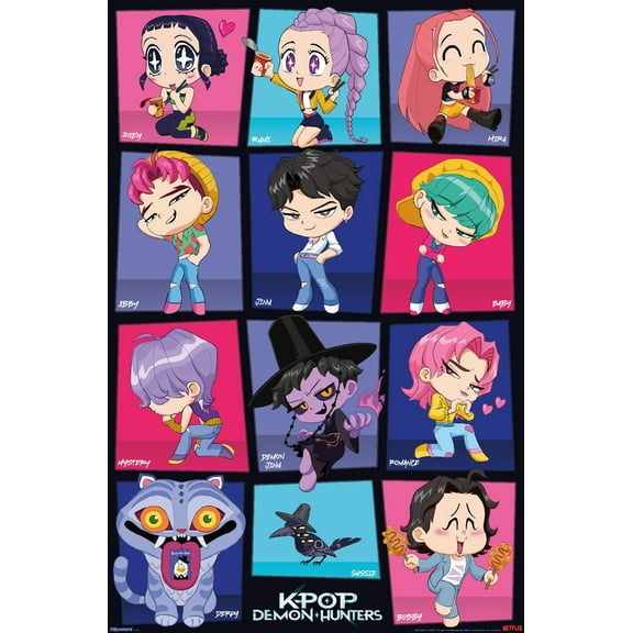 Netflix KPop Demon Hunters (2025) - Chibi Grid Wall Poster, 22.375" x 34"