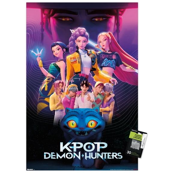 Netflix KPop Demon Hunters (2025) - Group Wall Poster with Push Pins, 22.375" x 34"